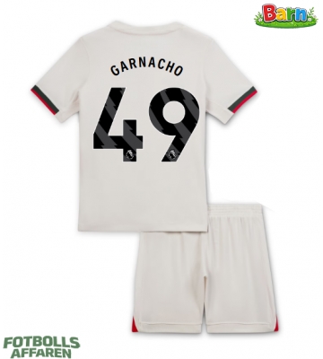 Chelsea Alejandro Garnacho #49 Bortaställ Barn 2025-26 Kortärmad (+ Korta byxor)